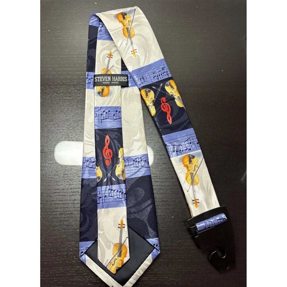 Steven Harris Men's Necktie Music Notes & Violins 100% Polyester